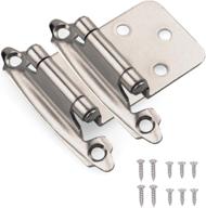 🔔 double elite overlay satin brushed nickel cabinet hinges - 50pcs self closing silver door hinges for kitchen cabinets/cupboard/furniture doors with upgraded screws logo