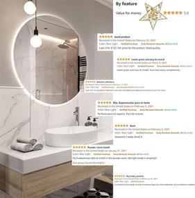 img 3 attached to 🪞 24-Inch Round LED Mirror for Bathroom Vanity - Wall Mounted Makeup Mirror with Anti-Fog, Dimmable Touch Control, and 3 Color Light Options