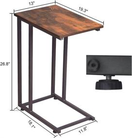 img 1 attached to 🏭 Industrial C End Side Table: Rustic Brown & Black Snack Table for Sofa, Bed, Couch - Metal Frame, Coffee Laptop Tablet Stand for Living Room & Bedroom