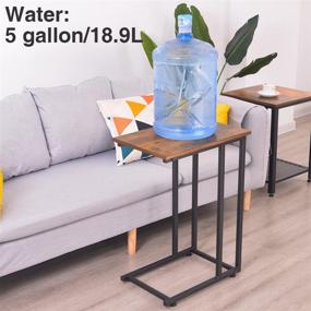 img 3 attached to 🏭 Industrial C End Side Table: Rustic Brown & Black Snack Table for Sofa, Bed, Couch - Metal Frame, Coffee Laptop Tablet Stand for Living Room & Bedroom