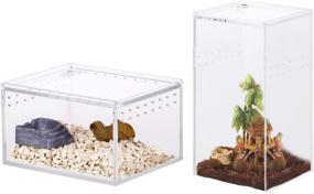 img 4 attached to 🐍 2 Pack Acrylic Reptile Terrarium and Insect Enclosure Tank - Tarantulas, Snails, Spiders, Lizards, Roaches, Isopods, and More - Transparent Mini Critter Keeper and Feeding Box for Invertebrates - Ideal Insect Carrier Habitat