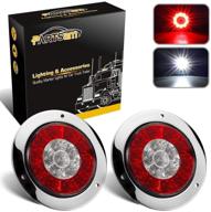 🚛 partsam 2pcs 4" inch round led trailer tail lights - waterproof white red taillights for rv trailer trucks logo