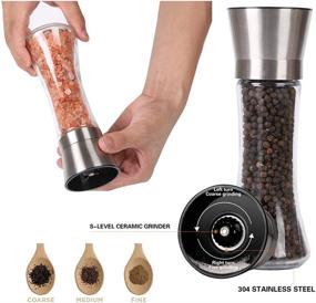 img 3 attached to 🧂 Buvlnee Stainless Steel Salt and Pepper Grinder Set: Refillable Mill with Adjustable Coarseness - Perfect for Daily Seasoning and Party Perfection