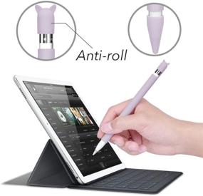 img 2 attached to 🎨 Premium Silicone Case Set for Apple Pencil 1st Gen: Holder Sleeve Skin Cover + Accessories for iPad Pro 9.7/10.5/12.9 - Cute Soft Grip, Charging Cap Holder, 2 Protective Nib Covers - Pink & Purple (2 Pack)