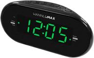 ⏰ hannlomax hx-123cr alarm clock radio with dual alarms, green led display, and dimmer - pll am/fm radio for a convenient wake-up experience logo