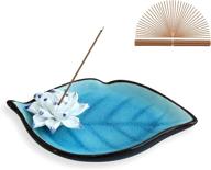 ocioli incense stick burner holder - ceramic decorative lotus incense holder for sticks with leaf incense ash catcher tray logo