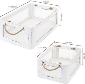 img 2 attached to 📦 Vintage White Wood and Metal Wire Storage Crates with Rope Handles - MyGift