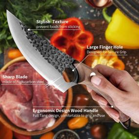 img 3 attached to 🔪 Versatile Viking Knife Set: Hand Forged Meat Cleaver, Full Tang Butcher Chef, Boning, Fillet Knives with Sheath for Kitchen, Camping, Outdoor, BBQ - High Carbon Steel