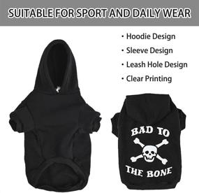img 1 attached to EXPAWLORER Skull Cat Fleece Sweatshirt Dog Hoodies - Bad to The Bone Print