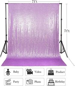 img 3 attached to 7Ft X 7Ft Light Purple Sequin Backdrop Curtain Glitter Photo Booth Backdrop For Wedding Birthday Baby Shower Event Decor