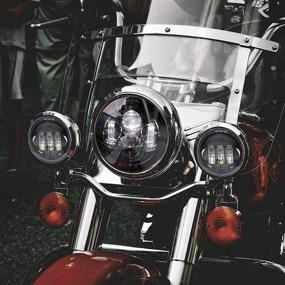 img 1 attached to 🏍️ 7-дюймовый LED фары для мотоцикла проектор для Harley Davidson с проходными туманными фарами диаметром 4,5 дюйма и кронштейном-адаптером - идеально подходит для Road King, Road Glide, Street Glide, Electra Glide.