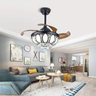 36 inch ceiling fan with lights remote, retractable blades, crystal chandelier, dimmable led ceiling light логотип