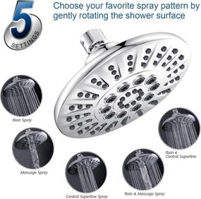 img 2 attached to 💦 Egretshower High-Pressure Fixed Shower Head - Rainfall, 6 Inch Multi-functional, 5 Spray Settings, Rotatable, Angle Adjustable Replacement for Bathroom - Chrome