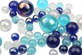 img 3 attached to 💙 Enhance Your Décor with Li Decor Glass Vase Fillers Marbles in Gorgeous Mixed Blue - 1.3 Pounds Bottle