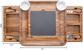 img 3 attached to 🧀 HBlife Acacia Cheese Board & Knife Set - Charcuterie Board with Slide-Out Drawer for Wine, Cheese, and Meat - Ideal Housewarming Gift - Great for Christmas, Weddings (Square)
