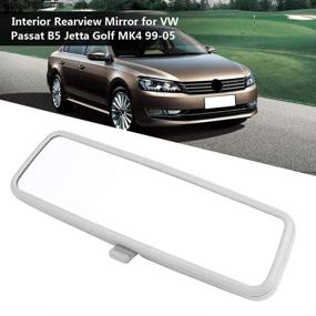 img 1 attached to 🚗 Qiilu Gray Rear View Mirror for Passat B5 1999-2005 Jetta MK4 1999-2004 Golf MK4 1999-2004 3B0857511G - Car Interior Inner Rearview Mirror