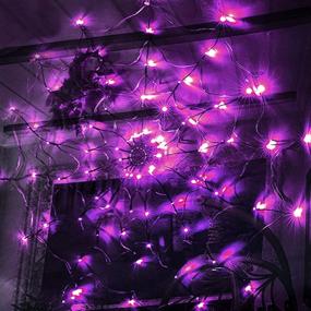 img 3 attached to 🕷️ FUNPENY Halloween 80 LED Purple Spider Web Lights with Spider, 8 Modes for Indoor Outdoor Garden Yard Home Patio: Enhanced Cobweb Halloween Decorations (Purple)