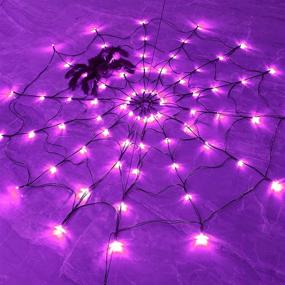 img 4 attached to 🕷️ FUNPENY Halloween 80 LED Purple Spider Web Lights with Spider, 8 Modes for Indoor Outdoor Garden Yard Home Patio: Enhanced Cobweb Halloween Decorations (Purple)