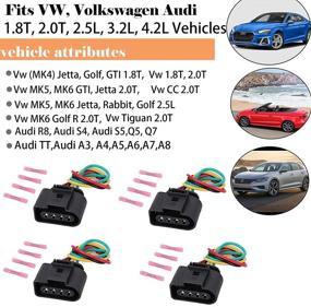 img 3 attached to 🔌 Штекер-разъем катушки зажигания VW для Volkswagen VW Passat Audi A4 1.8T, 2.0T, 2.5L, 3.2L, 4.2L - 4 штуки Набор проводов катушек зажигания VW с 16 термоусадочными разъемами.