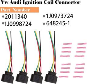 img 2 attached to 🔌 Штекер-разъем катушки зажигания VW для Volkswagen VW Passat Audi A4 1.8T, 2.0T, 2.5L, 3.2L, 4.2L - 4 штуки Набор проводов катушек зажигания VW с 16 термоусадочными разъемами.