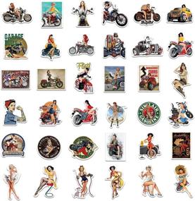 img 2 attached to 🔥 100 Sexy Pinup Girl Stickers - Retro Motorcycle Pack for Adults | Waterproof Vintage Decals for Water Bottles, Laptops, Skateboards, Bicycles, and Trolley Cases