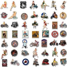 img 1 attached to 🔥 100 Sexy Pinup Girl Stickers - Retro Motorcycle Pack for Adults | Waterproof Vintage Decals for Water Bottles, Laptops, Skateboards, Bicycles, and Trolley Cases