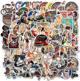 img 4 attached to 🔥 100 Sexy Pinup Girl Stickers - Retro Motorcycle Pack for Adults | Waterproof Vintage Decals for Water Bottles, Laptops, Skateboards, Bicycles, and Trolley Cases