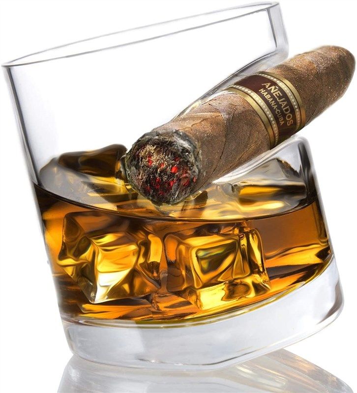 Cigar Glass Whiskey Glass Cup With Cigar Holder Transparent 11 Oz