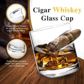 img 2 attached to 🥃 Cigar Glass with Cigar Holder - Lighten Life Whiskey Glass, 11 oz Crystal Old Fashioned Tumbler for Scotch Bourbon, Whisky Glass for Men - Comes in an Elegant Gift Box