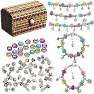 📿 complete charm bracelet making kit with 59pcs – includes 20 vibrant color beads, 20 stylish metal beads, 15 pendant beads, 3 silver plated snake chains, and convenient storage box – ideal for jewelry necklace making supplies for women and girls logo