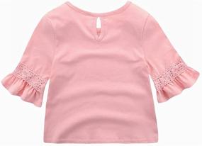 img 3 attached to 👗 Stylish and Trendy: Motecity Fashion Little Girls' Flare Sleeve Lace Top