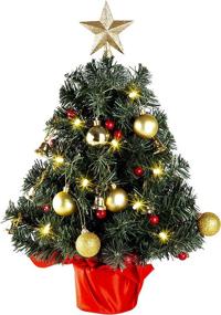 img 4 attached to 🎄 Solpex Tabletop Christmas Tree: 24 Inch Battery Operated LED Lighted Mini Christmas Tree for Festive Decor, Home Décor, Kitchen, Dining Table