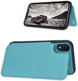 img 1 attached to Green Wallet Credit Card Holder Case for iPhone XR 6.1 Inch with Leather Magnetic Closure - ACXLIFE Protective Hybrid Cover with Card Slot Holder