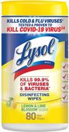 🍋 lysol multi-surface antibacterial cleaning wipes, lemon and lime blossom scent, 80 count (pack of 1), for disinfecting and cleaning logo