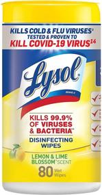 img 4 attached to 🍋 Lysol Multi-Surface Antibacterial Cleaning Wipes, Lemon and Lime Blossom Scent, 80 Count (Pack of 1), for Disinfecting and Cleaning