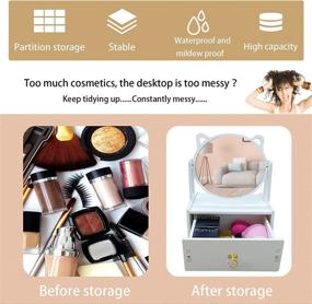 img 2 attached to 💄 360-Degree Swivel Cosmetic Organizer Makeup Mirror Vanity for Bathroom, Dresser, Vanity, and Countertop