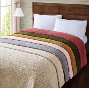 img 1 attached to 🍯 Cozy up with the Brooklyn Loom Marshmallow Sherpa Bed Blanket in Full/Queen Size - Mustard