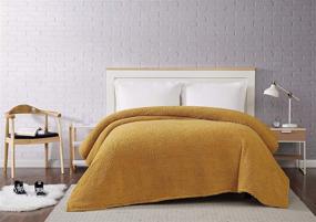 img 3 attached to 🍯 Cozy up with the Brooklyn Loom Marshmallow Sherpa Bed Blanket in Full/Queen Size - Mustard