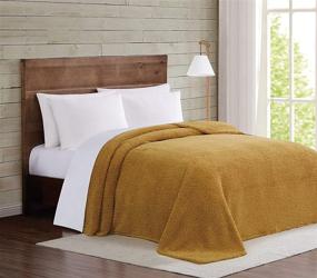 img 4 attached to 🍯 Cozy up with the Brooklyn Loom Marshmallow Sherpa Bed Blanket in Full/Queen Size - Mustard