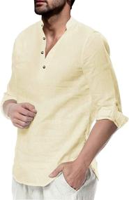 img 4 attached to 👕 Casual Cotton Henley Hippie Men's Clothing with Sleeves: A Perfect Blend of Style and Comfort