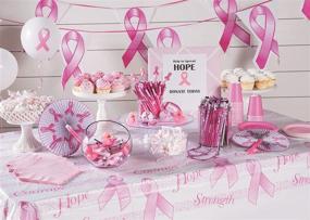 img 1 attached to Stylish Pink Ribbon Printed Plastic Tablecloth - Party Supplies - Get Together in Style!