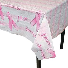img 2 attached to Stylish Pink Ribbon Printed Plastic Tablecloth - Party Supplies - Get Together in Style!
