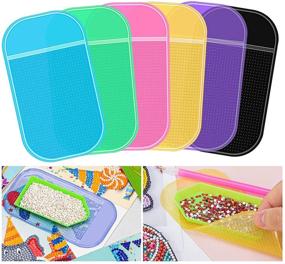 img 4 attached to 🎨 Non-Slip Sticky Mat for Diamond Painting - 6 Piece Set | Universal Gel Pad for 5D Diamond Embroidery Accessories - 5.6 x 3.3 Inch Anti-Slip Tools for Kids and Adults