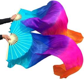 img 2 attached to 🌺 Nimiman Women Belly Dance Silk Bamboo Long Fan Veils - Unleash Your Graceful Dance Moves!