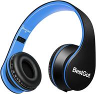 🎧 top rated children's kids headphones with microphone, volume control, foldable headset, and removable 3.5mm plug cord (black/blue) – ideal for boys, girls, and adults logo