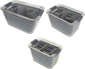 img 4 attached to 🍏 Kitchen Spaces Gray Colander Bin Variety Pack: Best Fridge Organizer for Fresh Produce Storage in Three Sizes