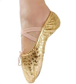 img 1 attached to 🩰 Women's Leather Ballet Belly Slippers Ballroom Dance Shoes: Suede Split-Sole for Optimal Comfort and Performance