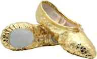 🩰 women's leather ballet belly slippers ballroom dance shoes: suede split-sole for optimal comfort and performance логотип