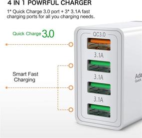 img 3 attached to 🔌 Зарядное устройство Boxeroo Quick Charge 3.0 Wall Charger 2Pack - USB Quick Charge 3.0, 4-портовое USB-зарядное устройство для Galaxy S10+, S9+, Note 10+, Note 9+, Note 8, G6, V30, HTC 10, iPhone 11 Pro Max, XS Max, XR, X, 8, 7 Plus.