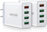 🔌 зарядное устройство boxeroo quick charge 3.0 wall charger 2pack - usb quick charge 3.0, 4-портовое usb-зарядное устройство для galaxy s10+, s9+, note 10+, note 9+, note 8, g6, v30, htc 10, iphone 11 pro max, xs max, xr, x, 8, 7 plus. логотип